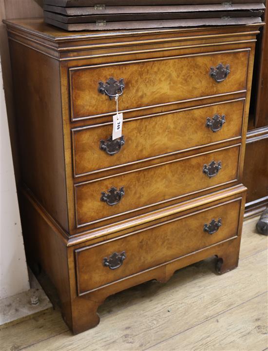A Queen Anne revival walnut chest of drawers W.69cm